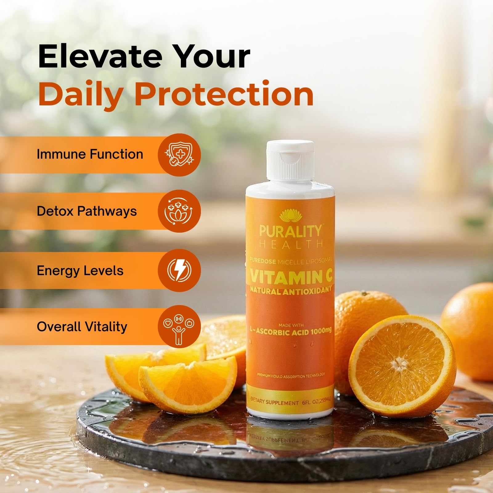 PURALITY HEALTH Liquid Vitamin C bottle side view