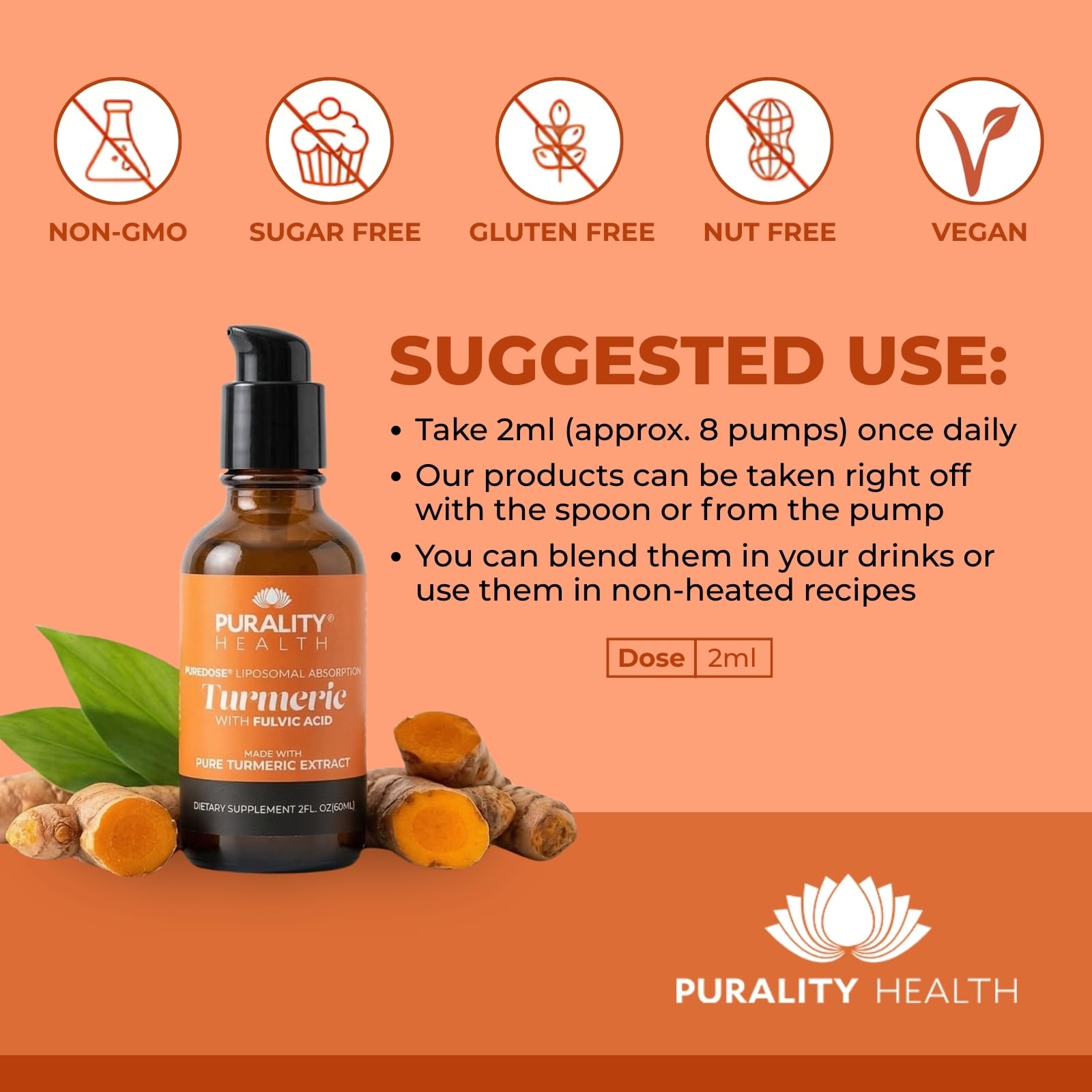 PURALITY HEALTH Micelle Liposomal Turmeric 132g with measuring spoon
