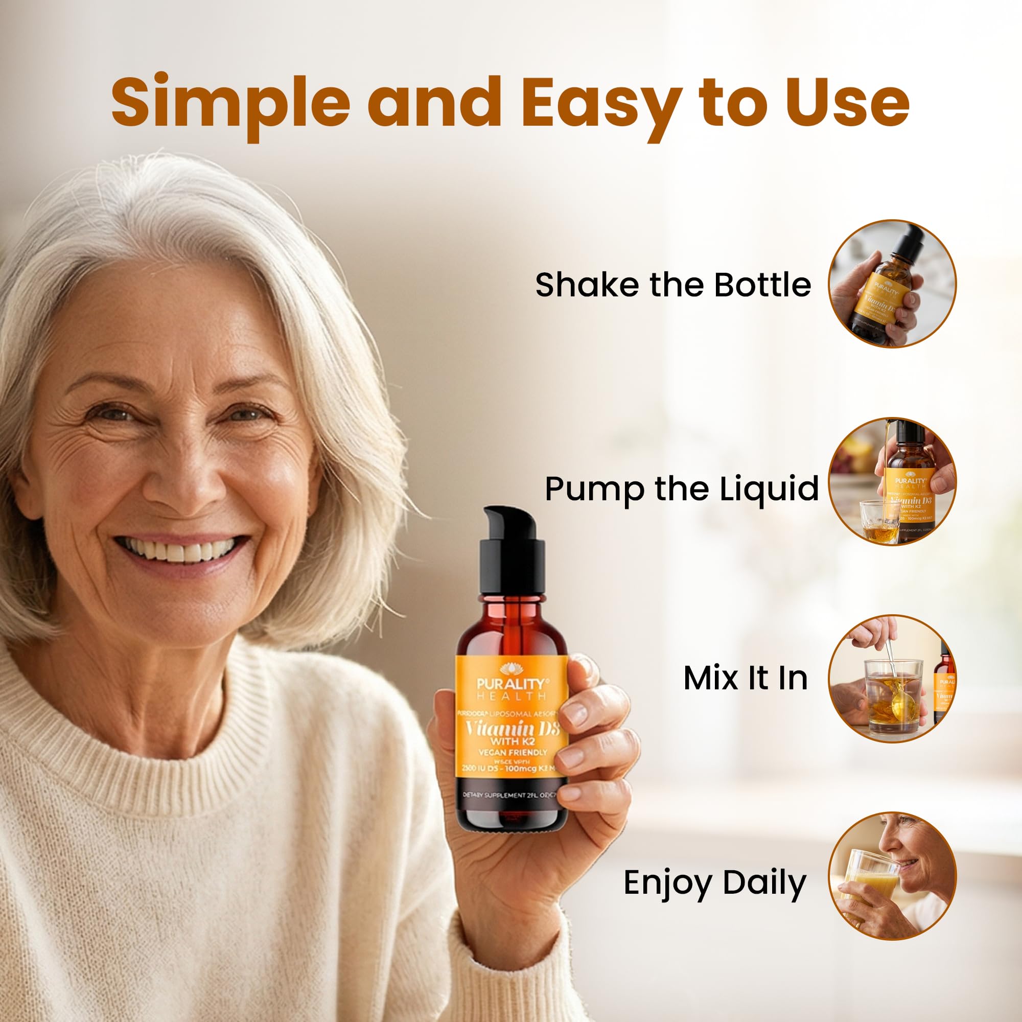 PURALITY HEALTH Vitamin D3 & K2 liquid supplement packaging details