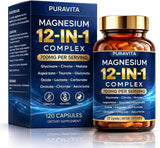 PURAVITA 12-In-1 Magnesium Blend 700mg front view of bottle