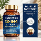 PURAVITA Magnesium Blend 700mg capsules on a table