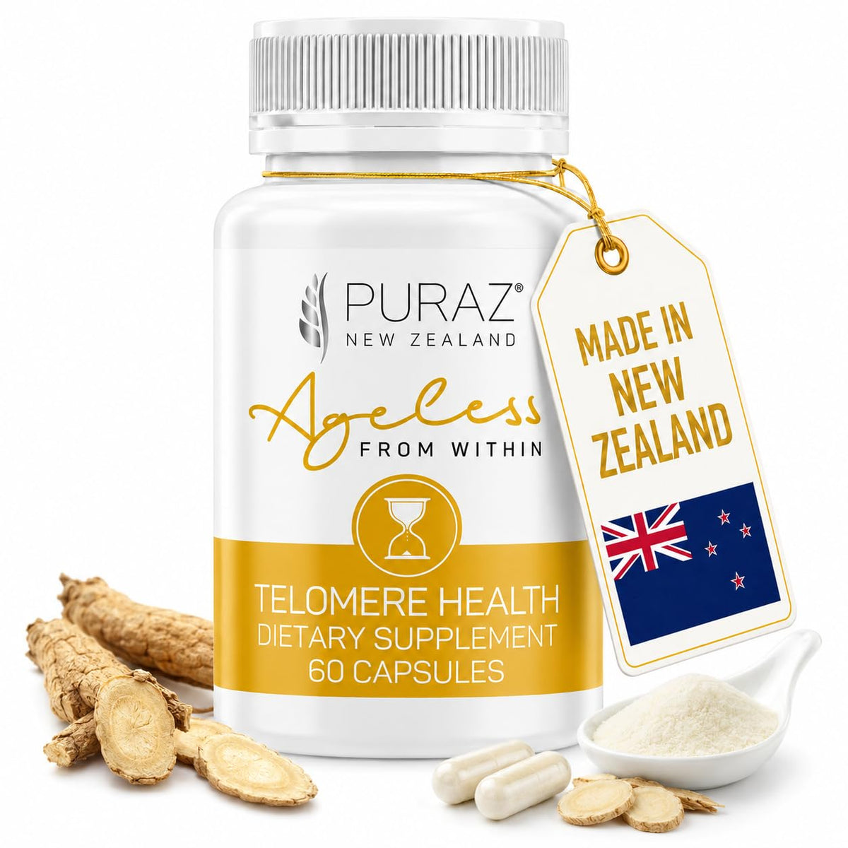 PURAZ Cellular Reset Supplement front view with capsules