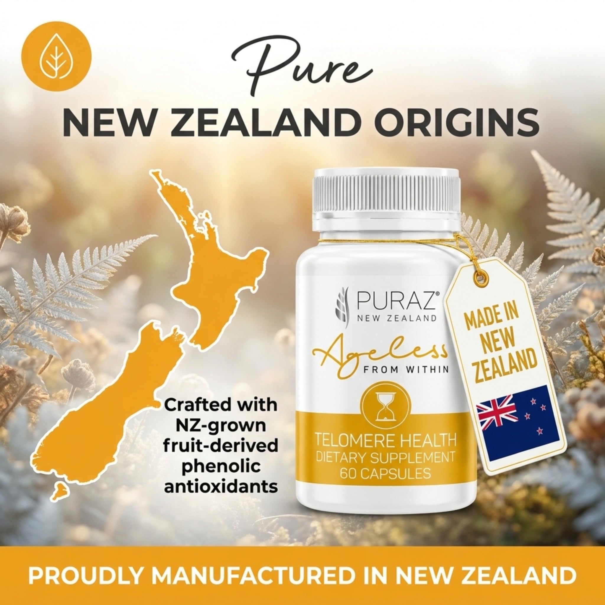 PURAZ Cellular Reset Supplement packaging on a wooden table