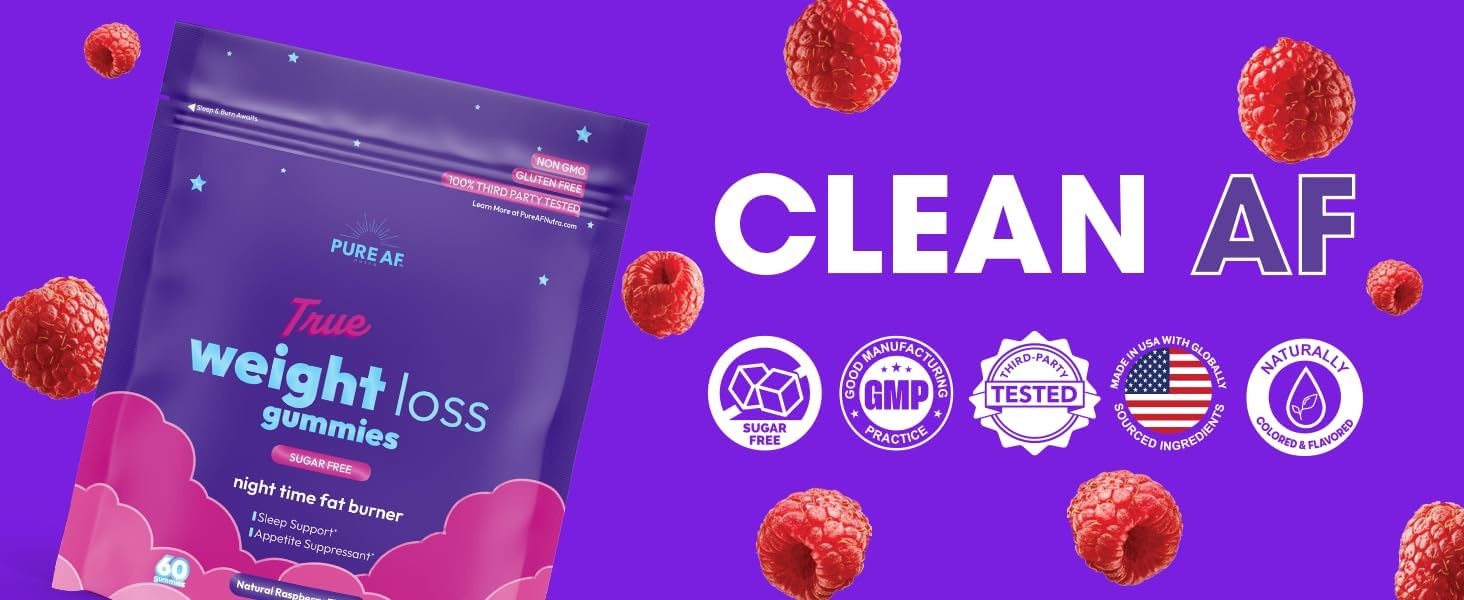 Pure AF Nutra Night Time Fat Burner Gummies in a hand