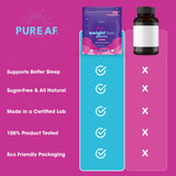Pure AF Nutra Night Time Fat Burner Gummies on a wooden table