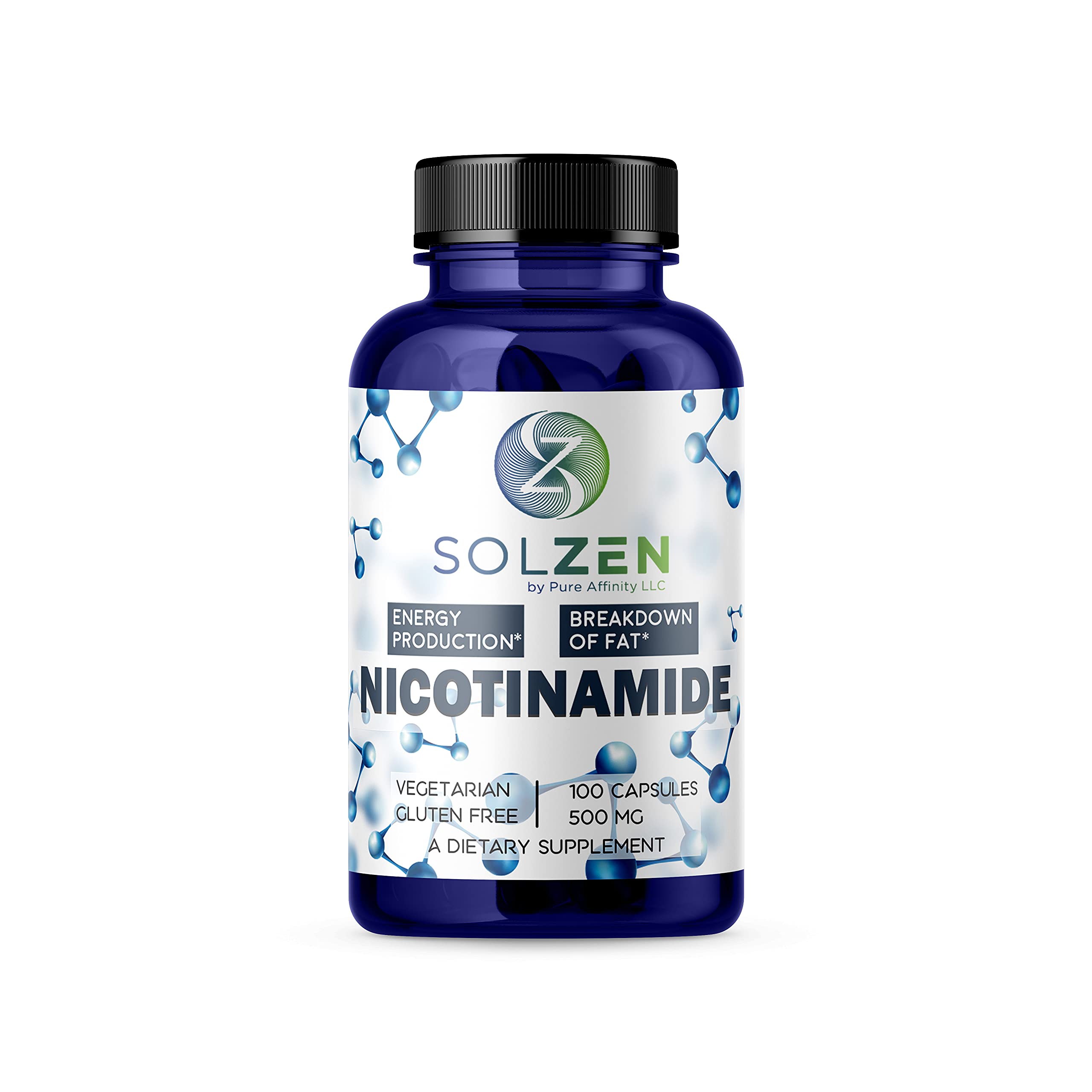 Pure Affinity Nicotinamide 500mg capsule bottle front view