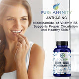 Pure Affinity Nicotinamide 500mg capsules inside bottle