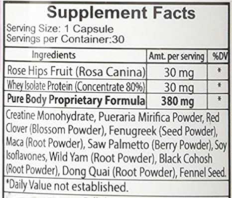 Pure BioTechnologies Pure Body Vitamins capsules with ingredients