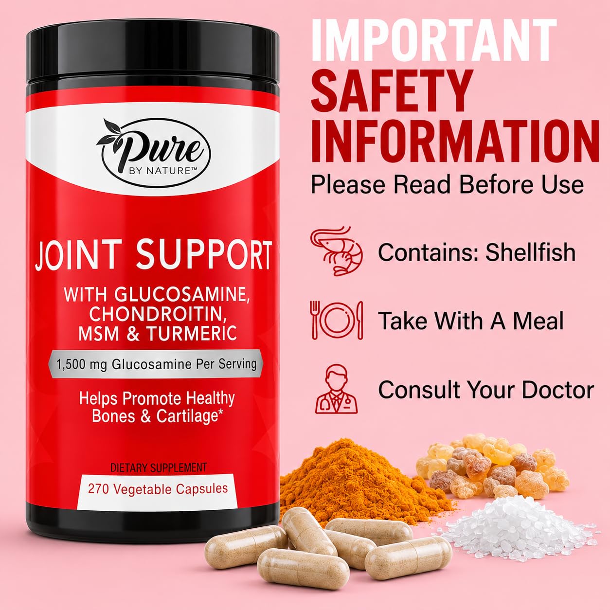 Pure By Nature Boswellia Turmeric Capsules close-up of veggie capsules