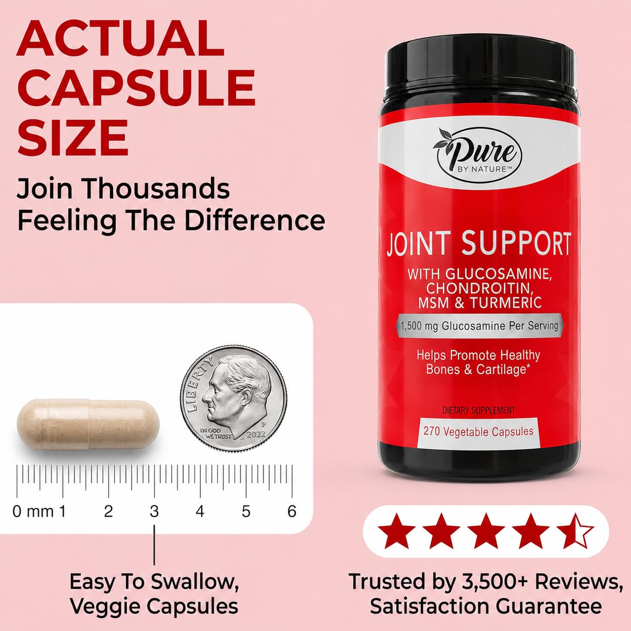 Pure By Nature Boswellia Turmeric Capsules with a measuring spoon