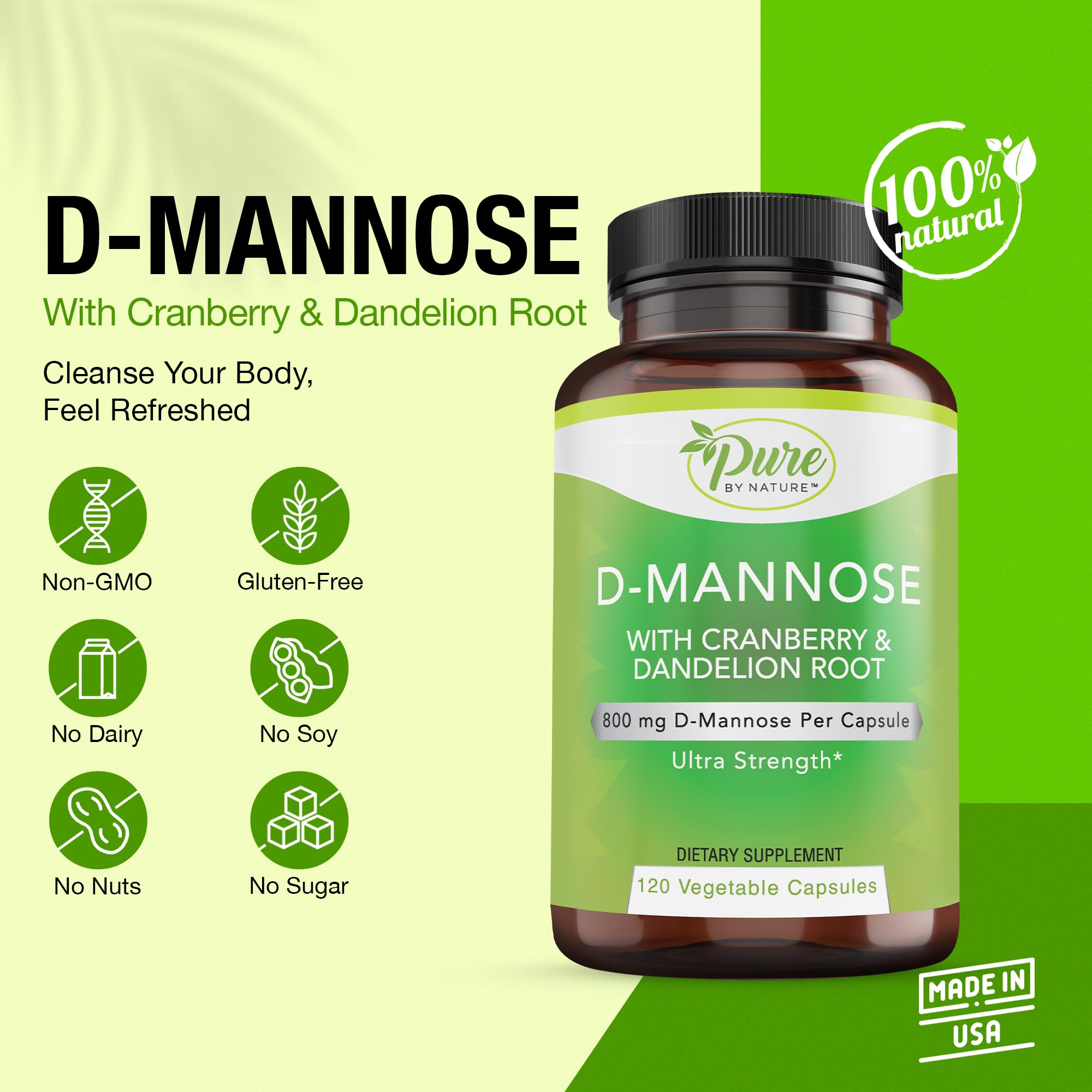 Pure By Nature Cranberry D-Mannose Capsules side view