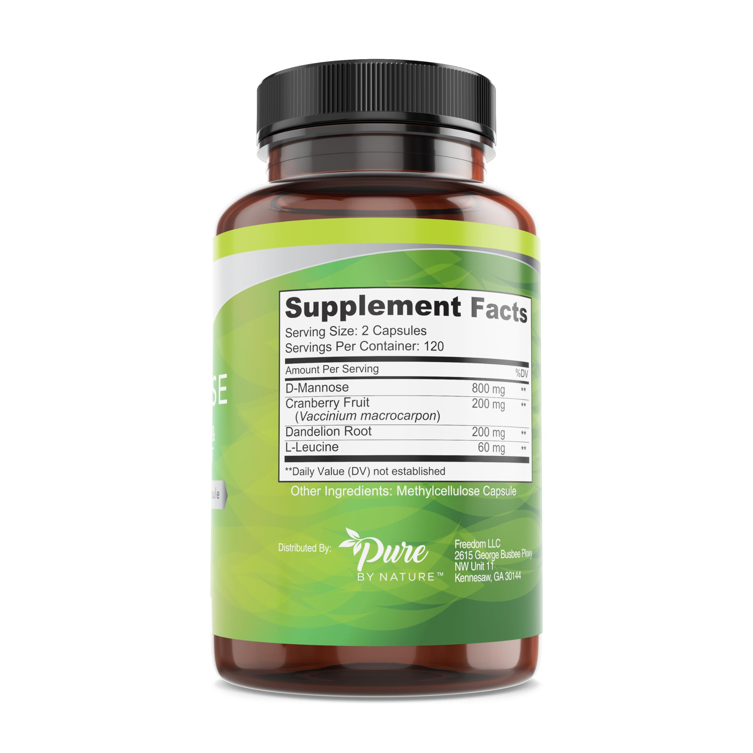 Pure By Nature Cranberry D-Mannose Capsules side view