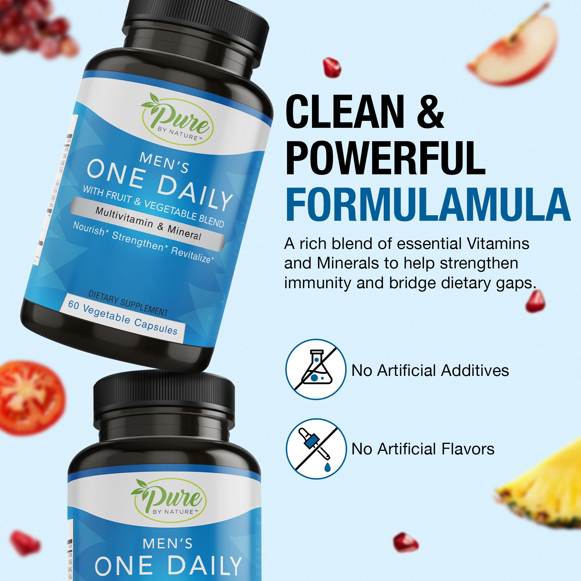 Pure By Nature Multivitamins for Men back view with ingredient list