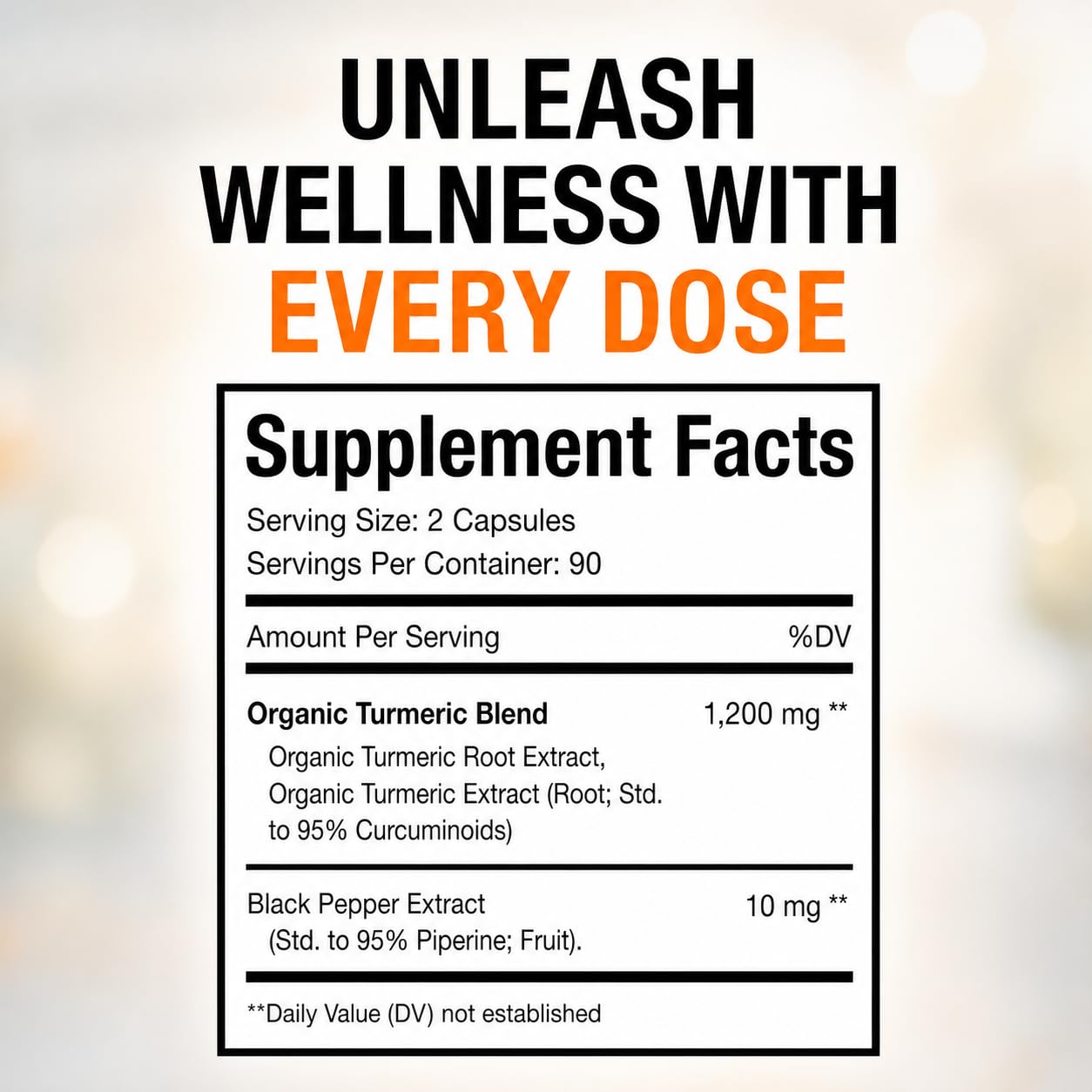 Pure By Nature Turmeric Curcumin Supplement ingredients list