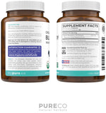 PURE CO Blueberry Extract Supplement 68g bottle on a table