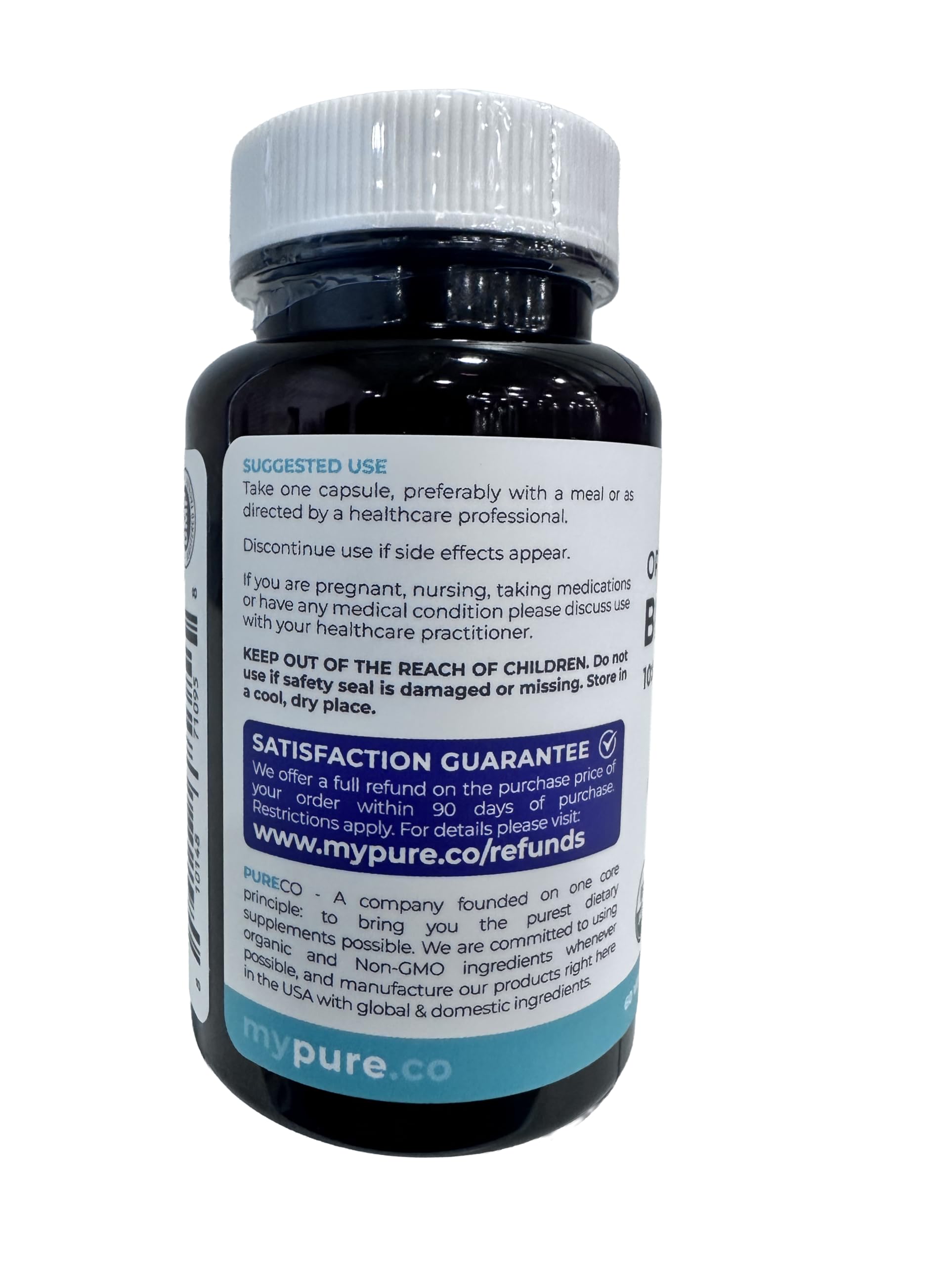 PURE CO Blueberry Extract Supplement 68g lifestyle scene with fruits