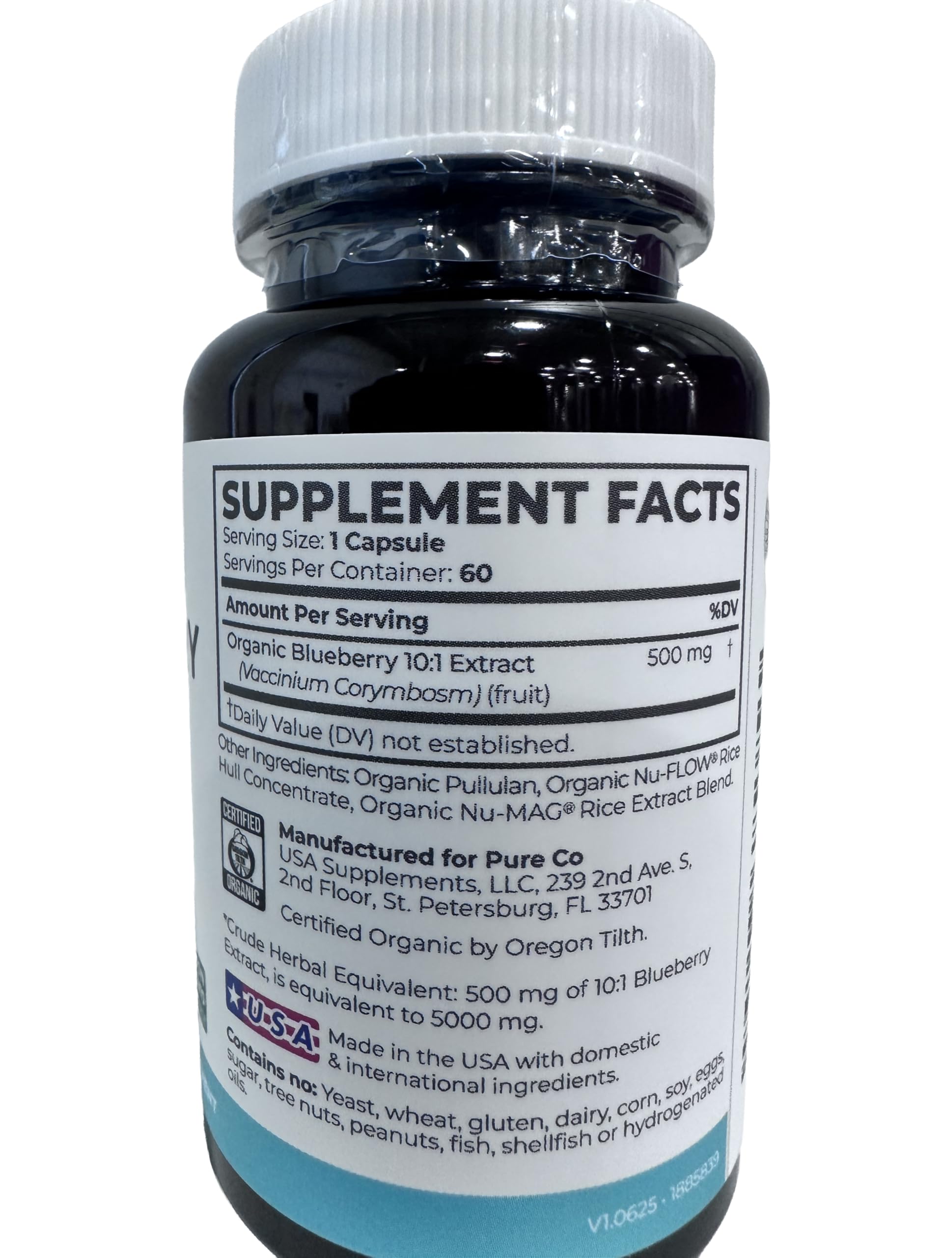 PURE CO Blueberry Extract Supplement 68g packaging details