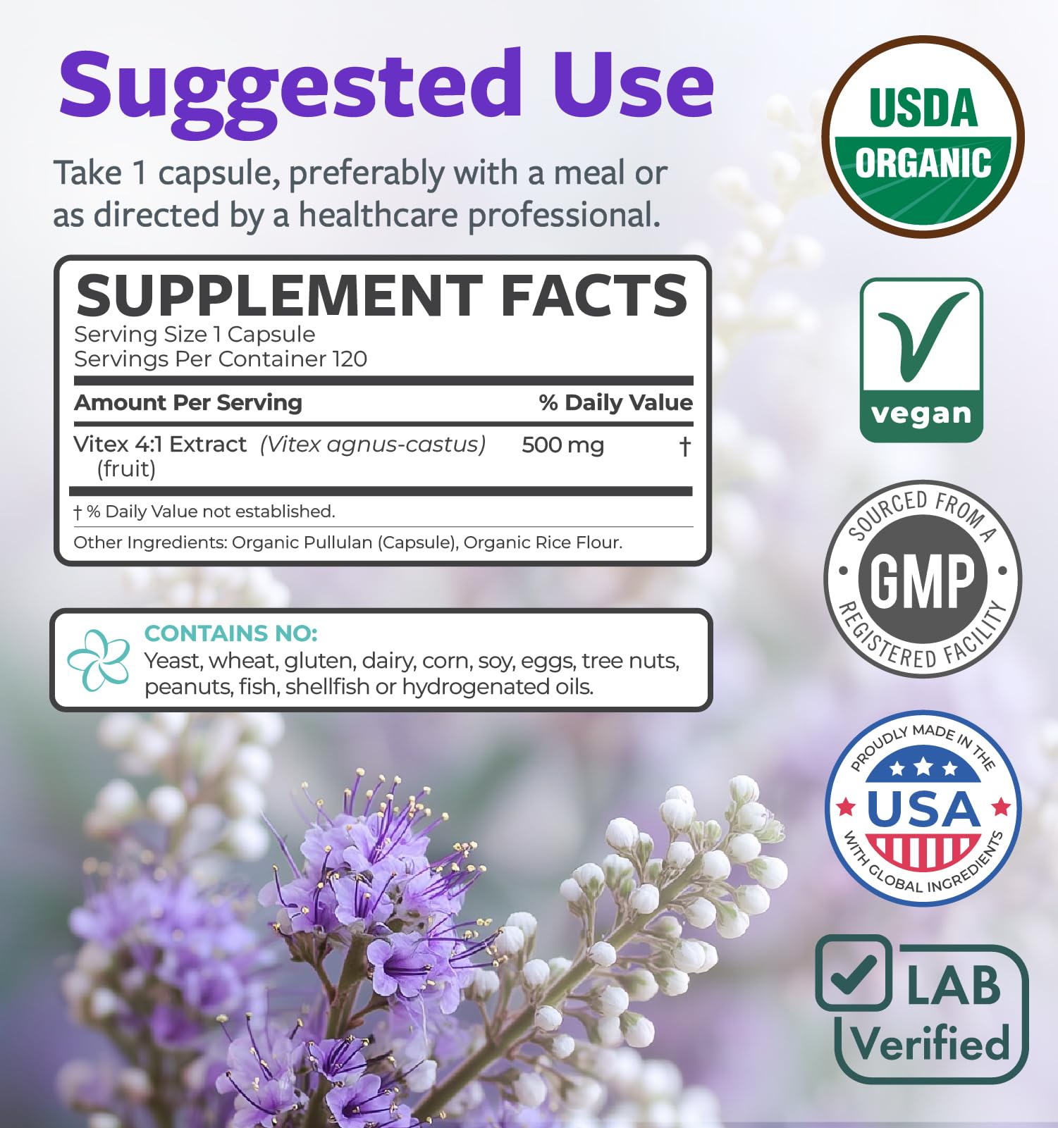 PURE CO Chasteberry Supplement 2000mg capsules in hand