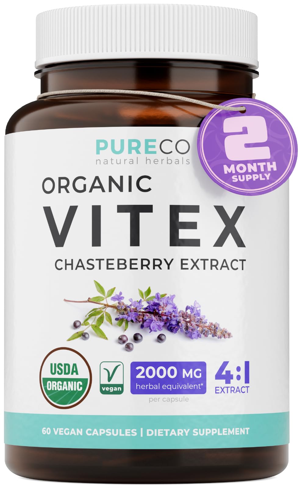 PURE CO Chasteberry Supplement 2000mg front view
