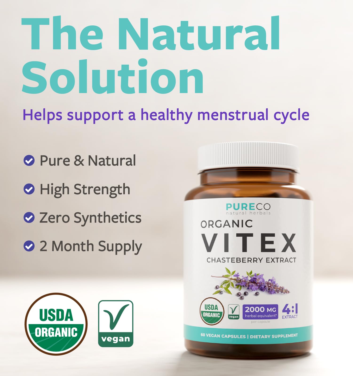 PURE CO Chasteberry Supplement 2000mg side view