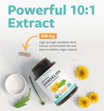 PURE CO Dandelion Root Organic Capsules close-up of capsules