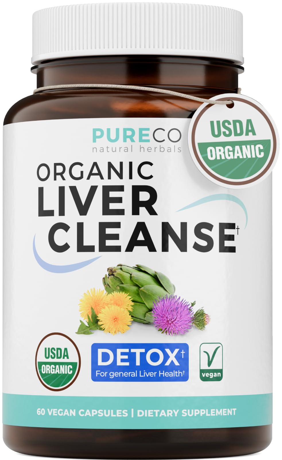 PURE CO Milk Thistle Capsules front view with label