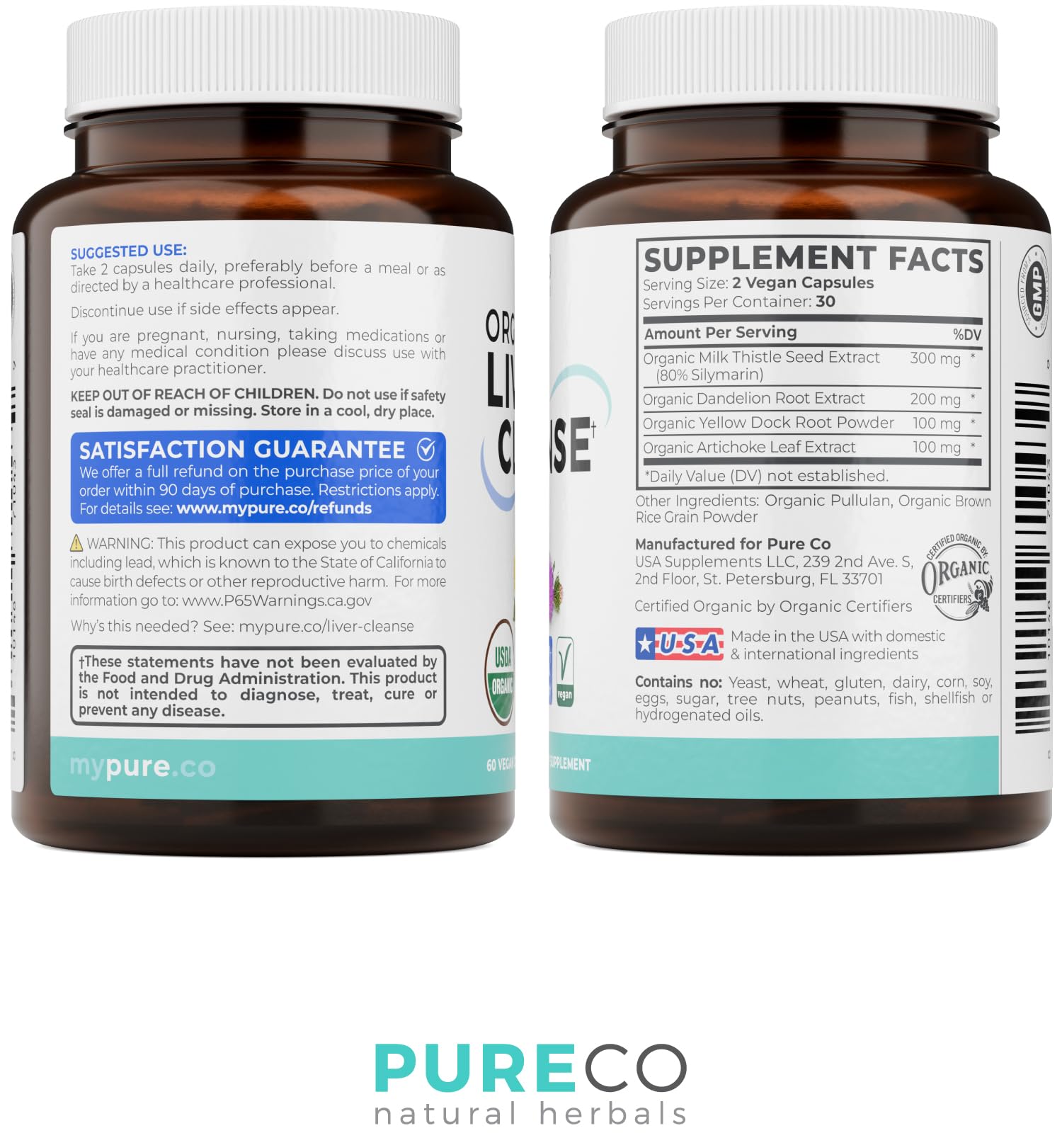 PURE CO Milk Thistle Capsules packaging with seal
