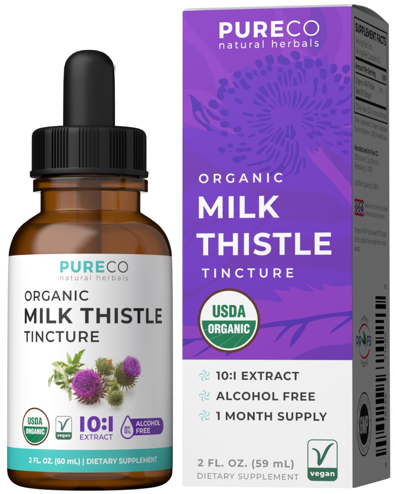 PURE CO Milk Thistle Liquid Extract 10:1 front view