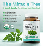 PURE CO Moringa Capsules back view with ingredient details