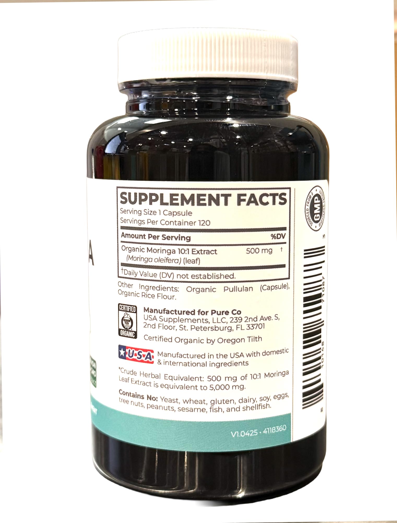 PURE CO Moringa Capsules close-up of capsule texture