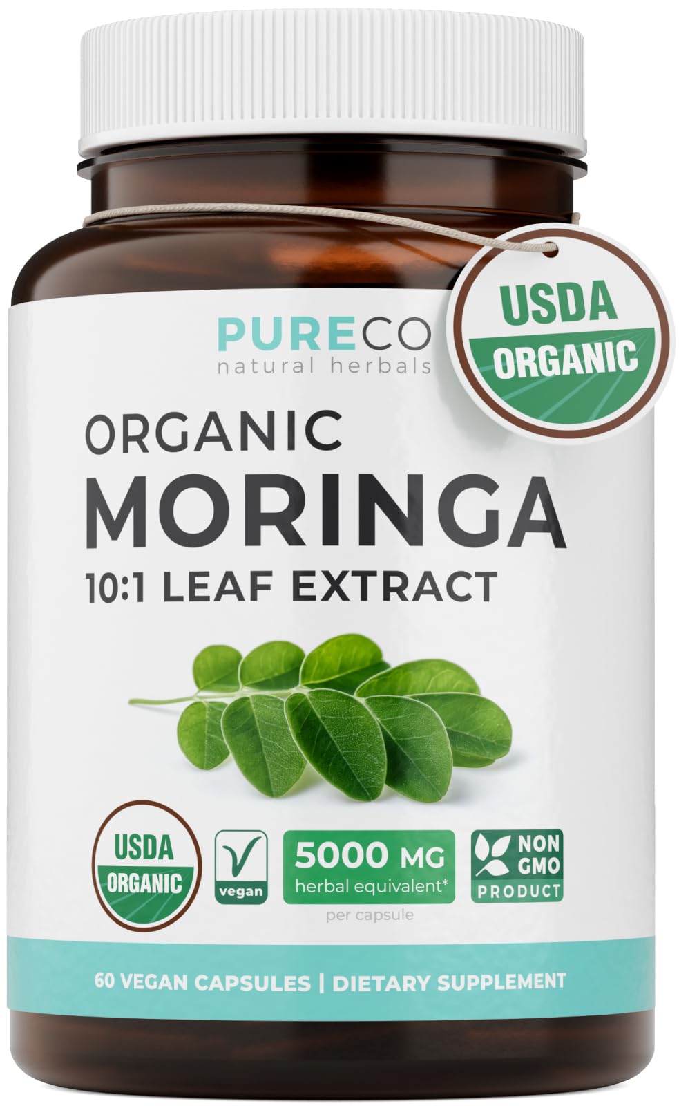 PURE CO Moringa Capsules organic non-GMO front view