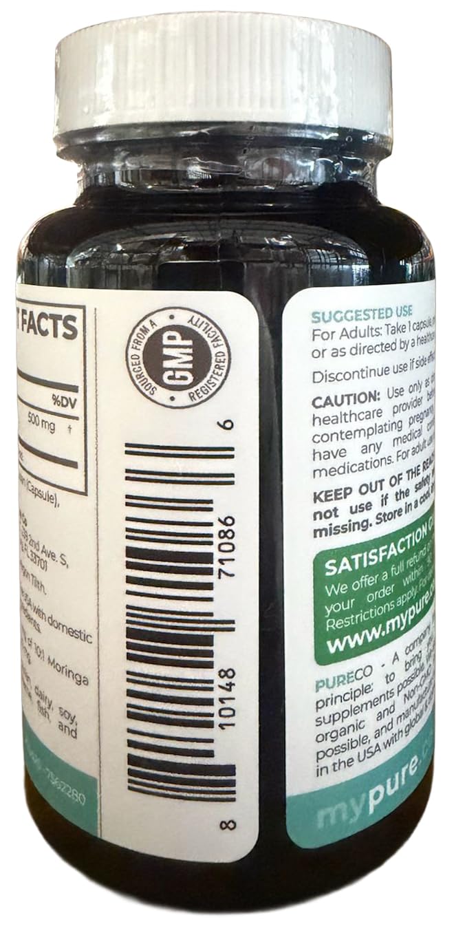 PURE CO Moringa Capsules packaging details