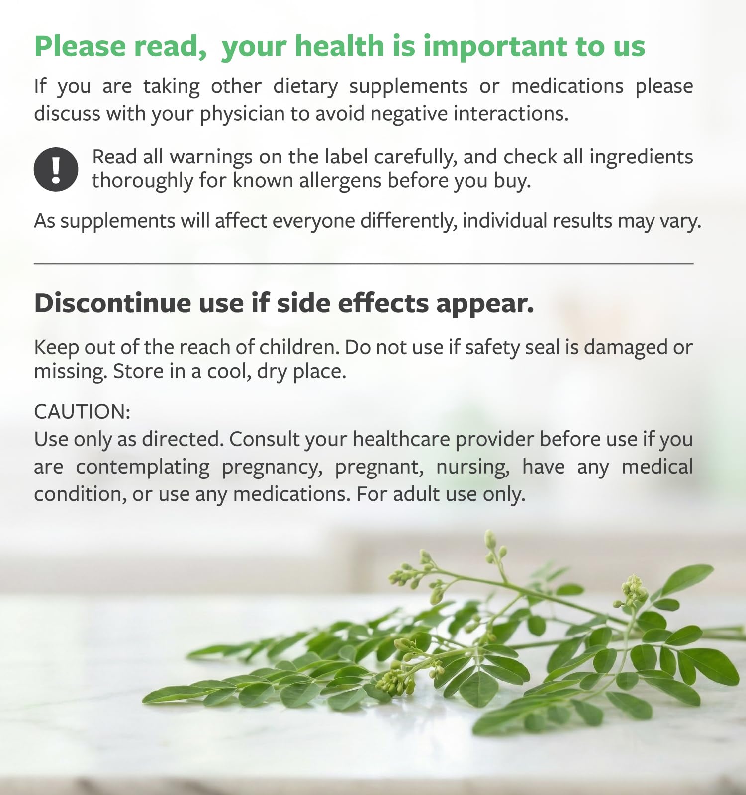 PURE CO Moringa Capsules with measuring spoon