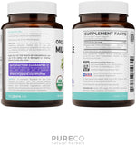 PURE CO Organic Milk Thistle Supplement 300mg back view with ingredients