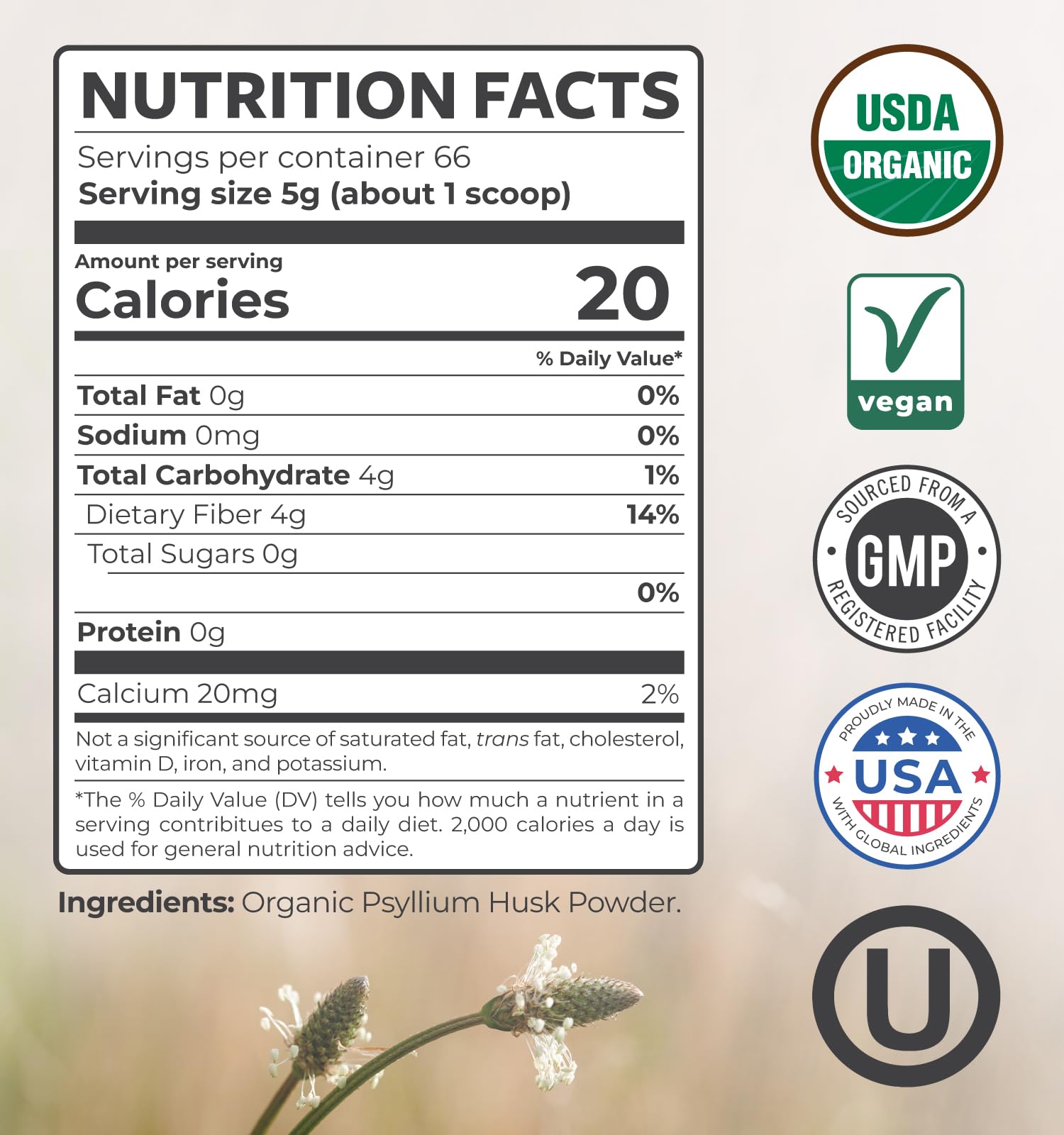 PURE CO Organic Psyllium Husk Powder mixed in a beverage