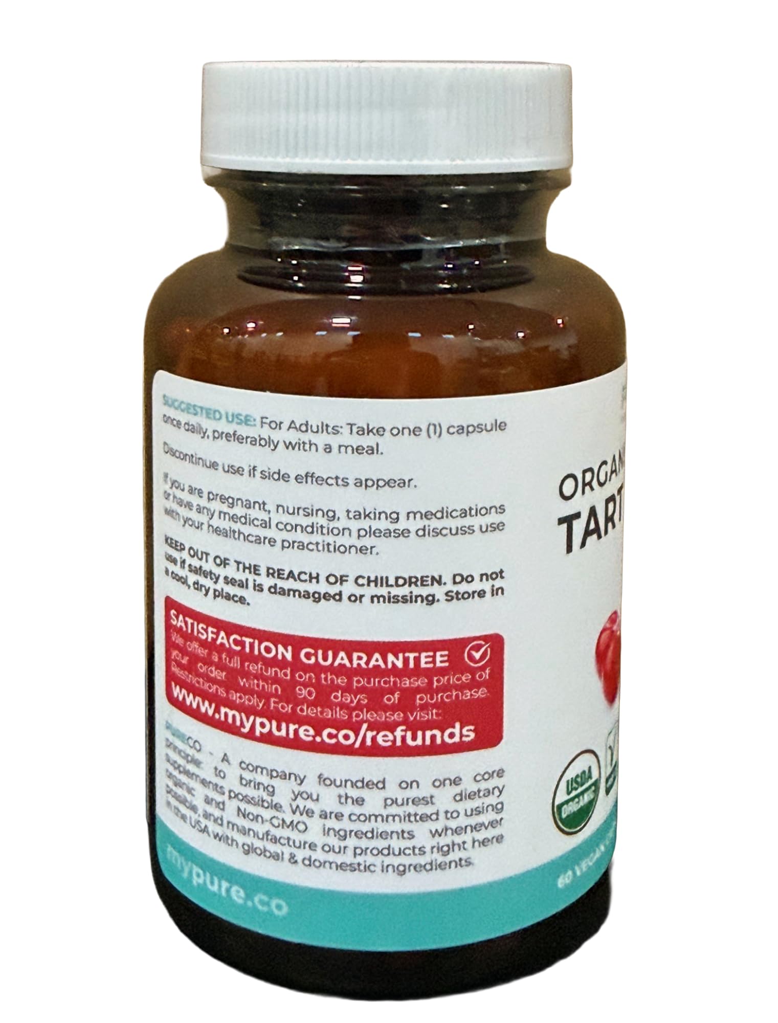 PURE CO Organic Tart Cherry Extract Capsules 500mg in a lifestyle setting