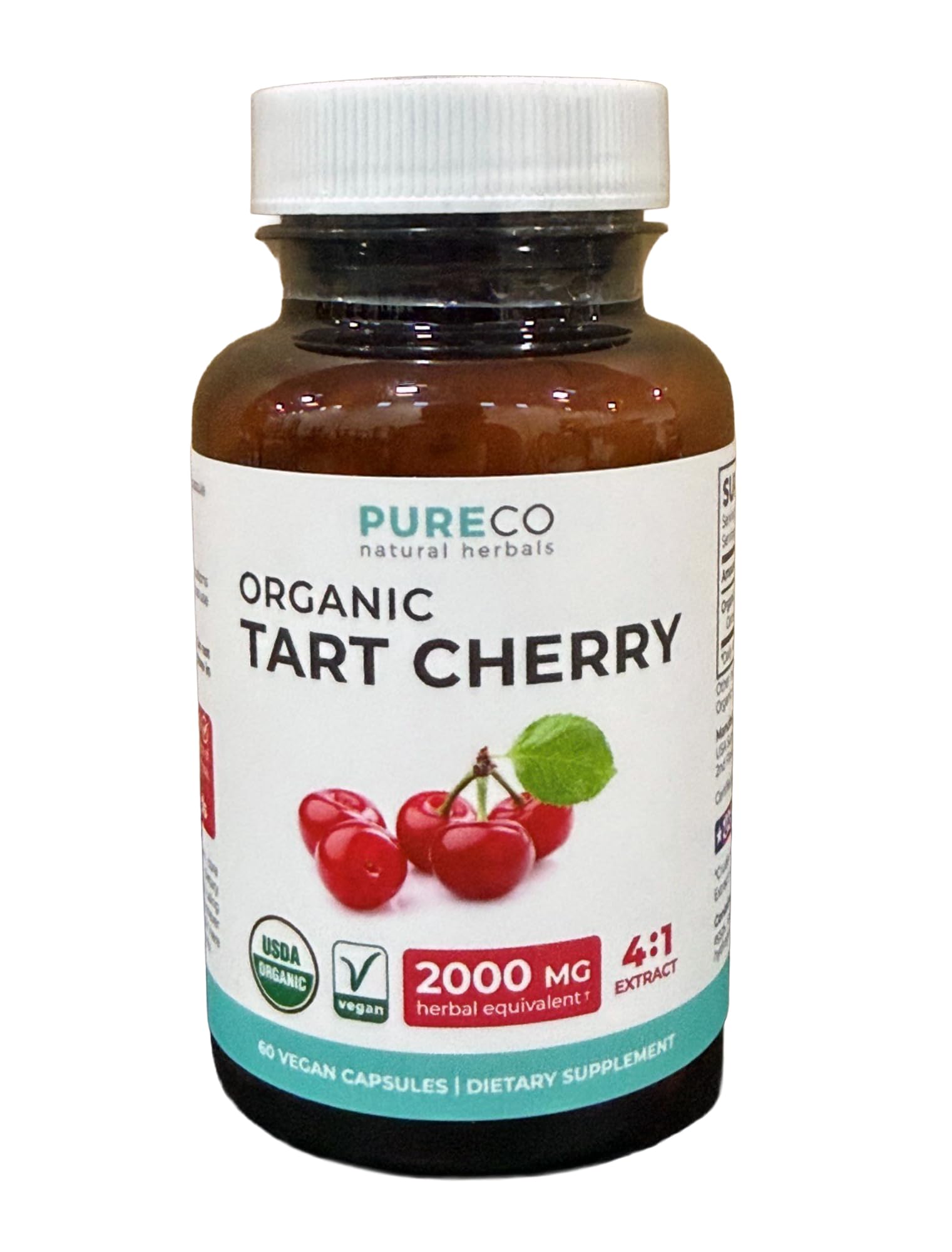 PURE CO Organic Tart Cherry Extract Capsules 500mg ingredients list