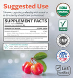PURE CO Organic Vitamin C Capsules 250mg capsules on a table