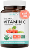 PURE CO Organic Vitamin C Capsules 250mg front view