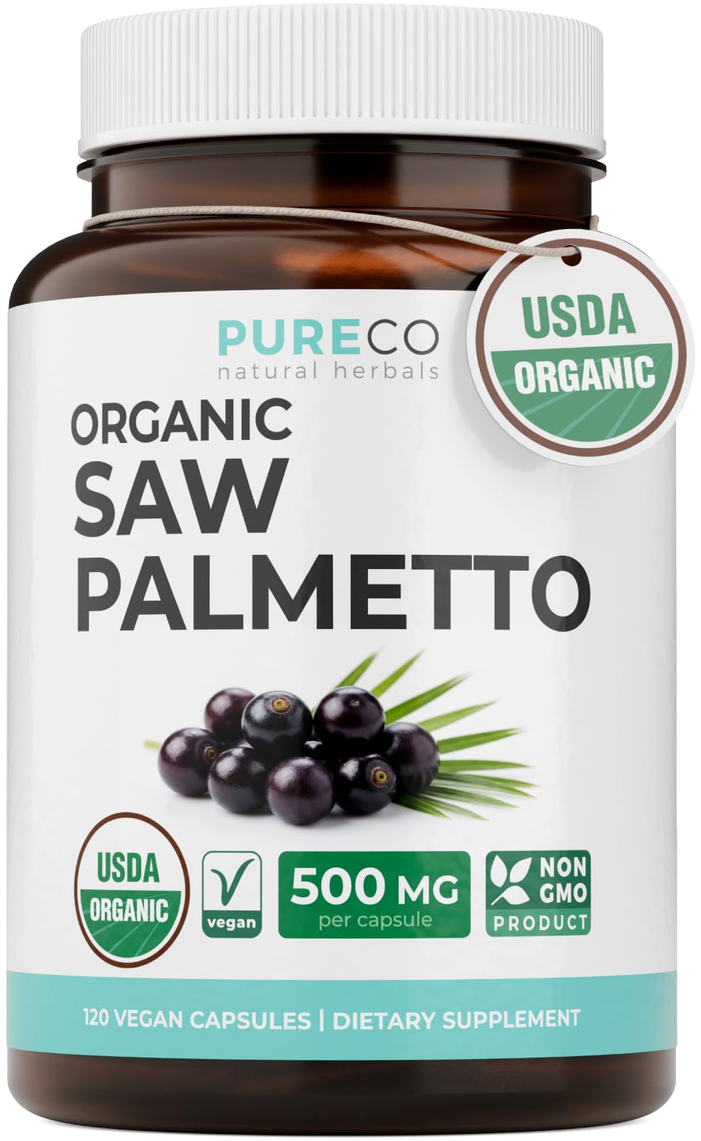 PURE CO Saw Palmetto Supplement bottle front view