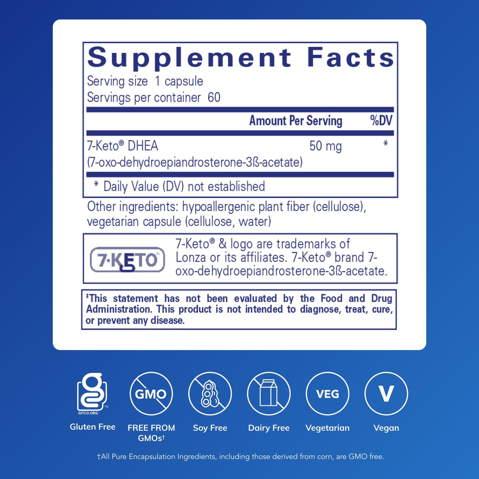 Pure Encapsulations 7-Keto DHEA 50mg capsules side view