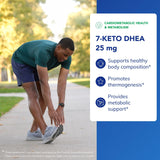 Pure Encapsulations 7-Keto DHEA Supplement 25mg capsules on a wooden surface