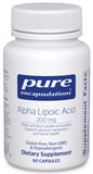 Pure Encapsulations Alpha Lipoic Acid 200mg supplement front view