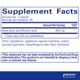 Pure Encapsulations Alpha Lipoic Acid 400mg supplement side view