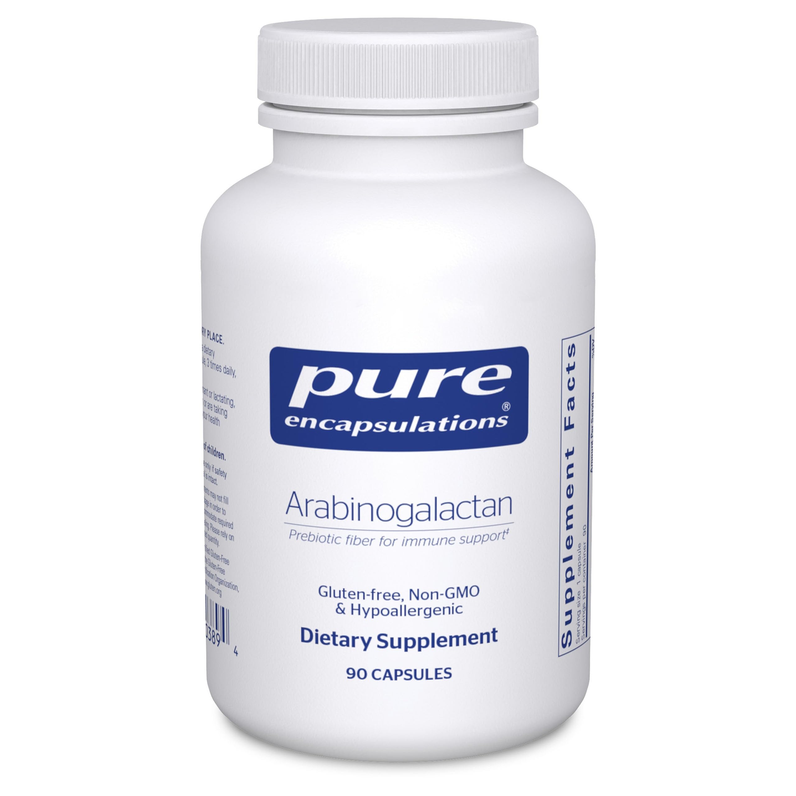 Pure Encapsulations Arabinogalactan 500mg vegetarian capsules front view