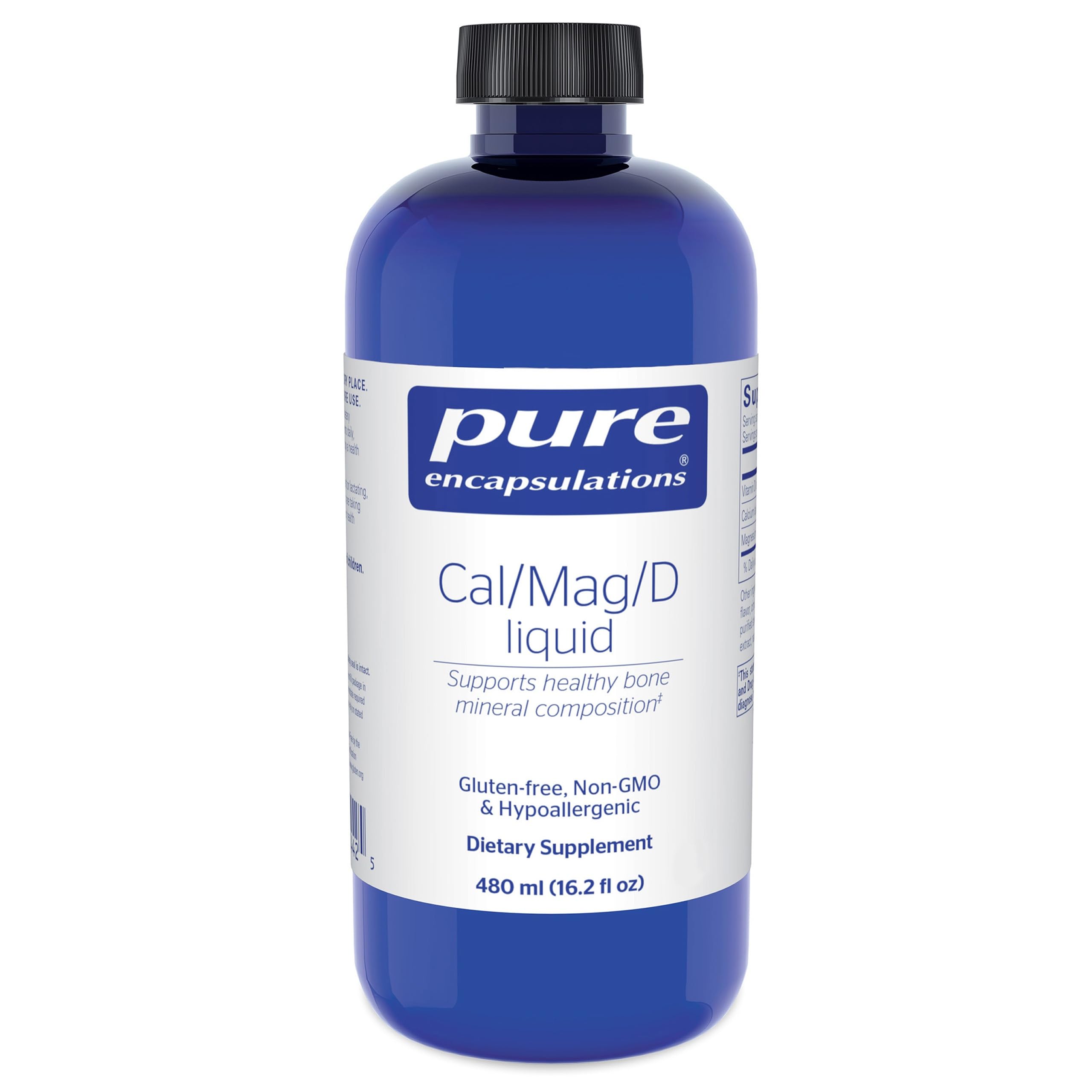 Pure Encapsulations Cal/Mag/D Liquid Calcium Supplement 630g front view