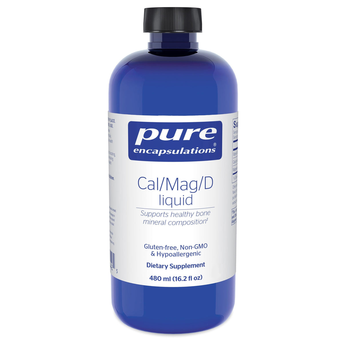 Pure Encapsulations Cal/Mag/D Liquid Calcium Supplement 630g front view