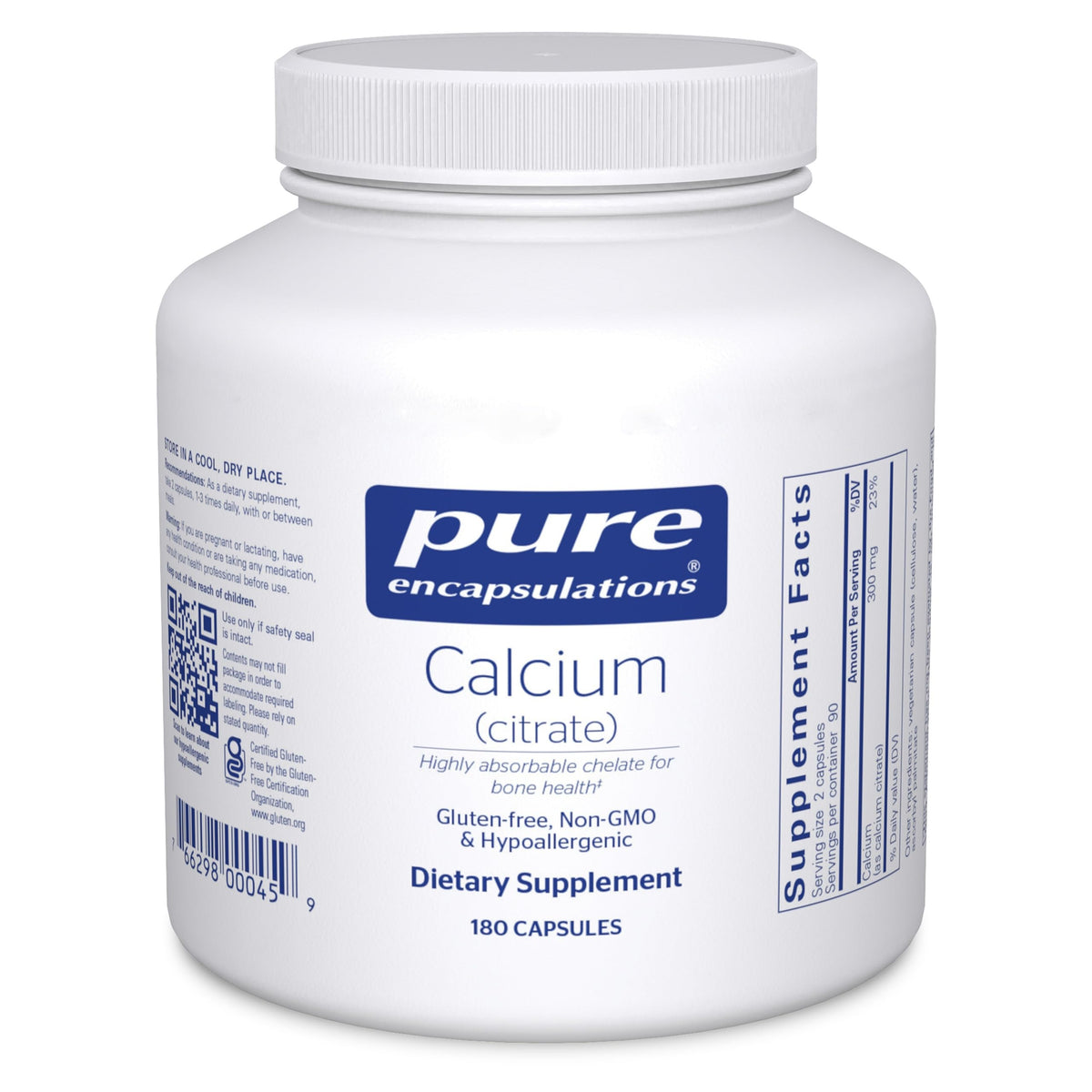 Pure Encapsulations Calcium Citrate 300mg front view of packaging