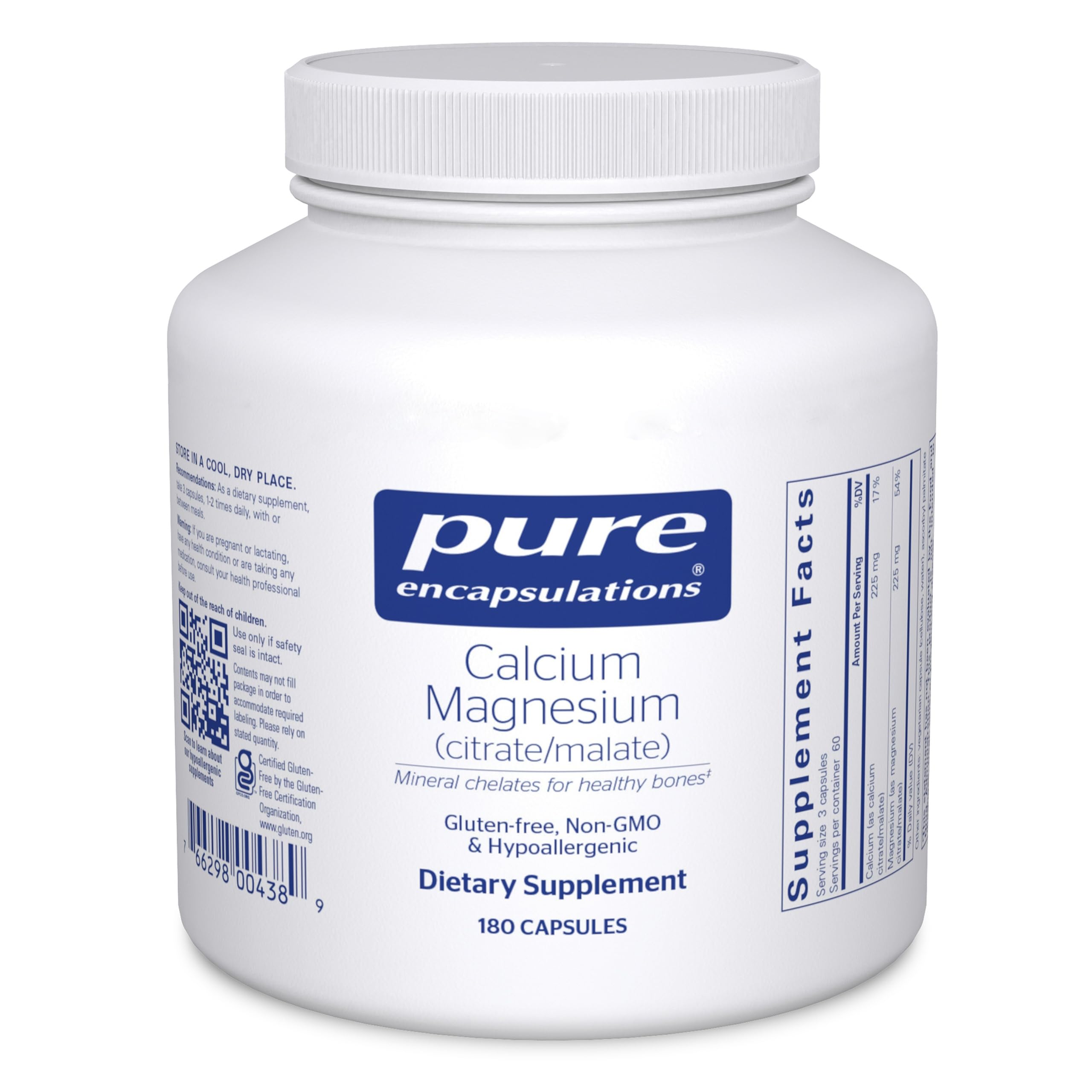 Pure Encapsulations Calcium Magnesium Supplement 90 capsules front view