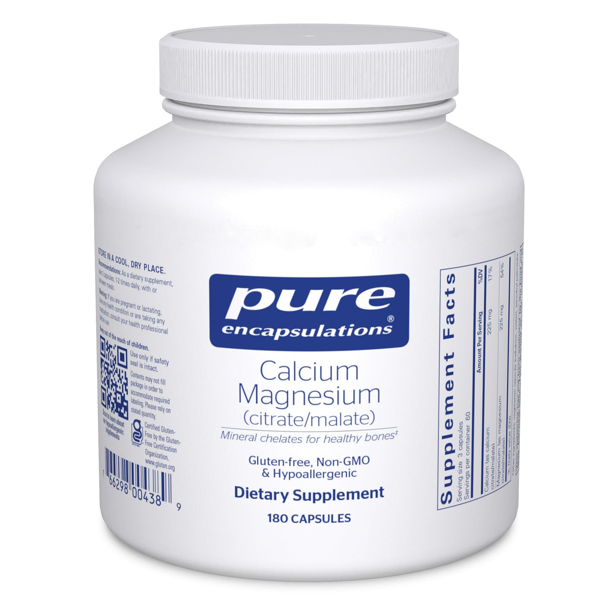 Pure Encapsulations Calcium Magnesium Supplement 90 capsules front view
